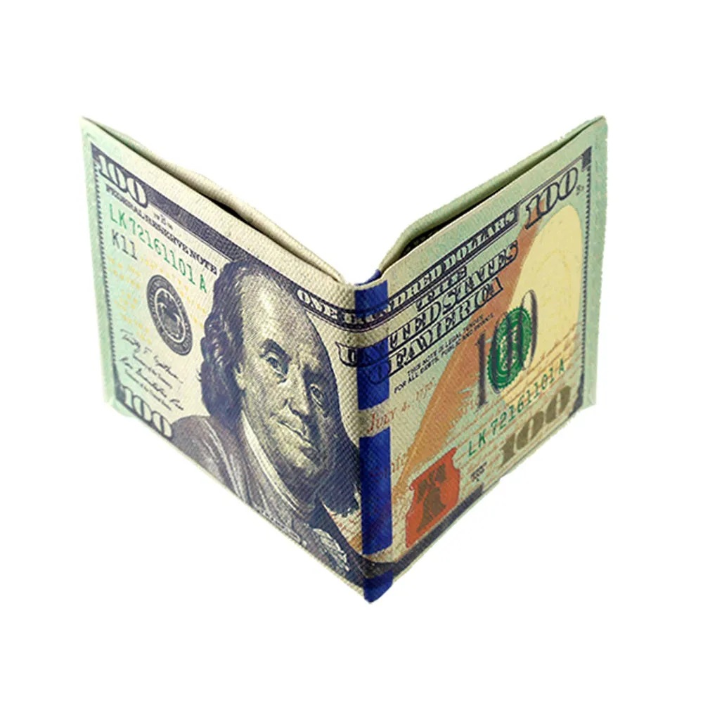 12 X $100 Bill Money Print Wallet Bifold Hundred Dollar Benjamin Franklin Thin