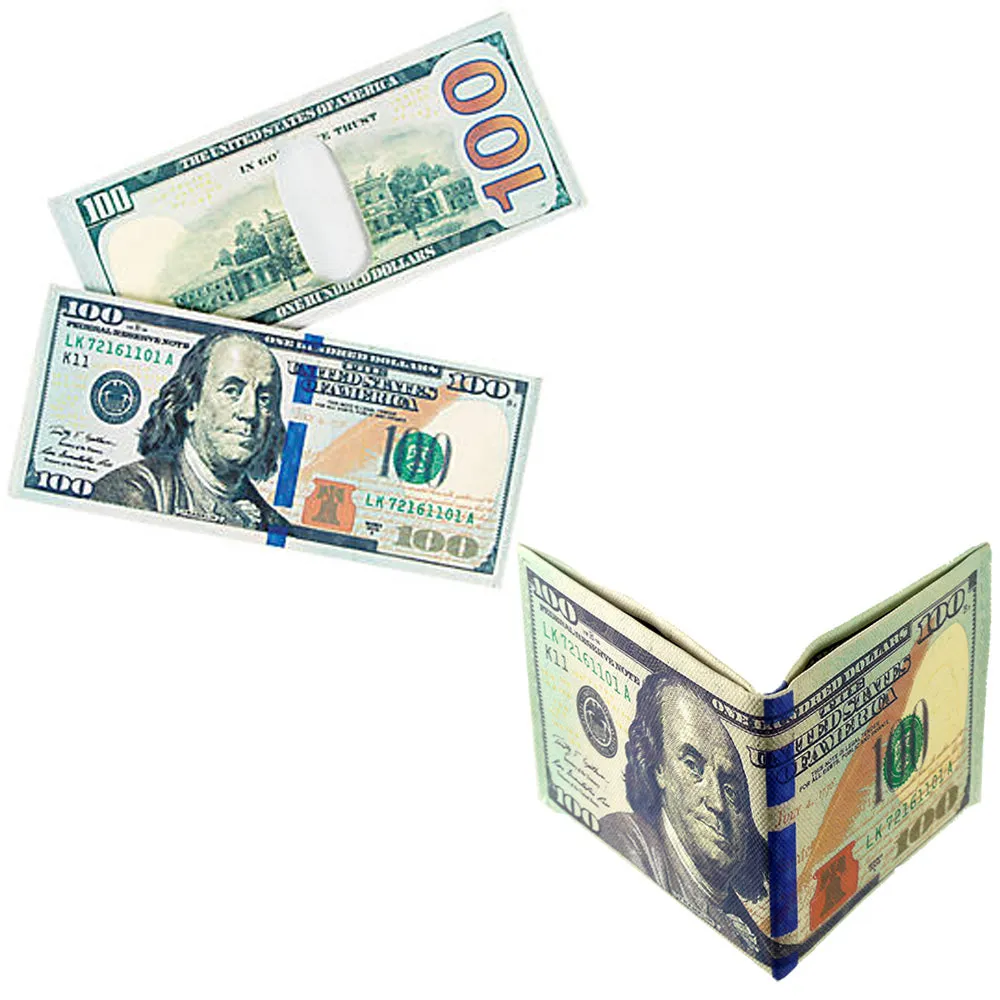 12 X $100 Bill Money Print Wallet Bifold Hundred Dollar Benjamin Franklin Thin