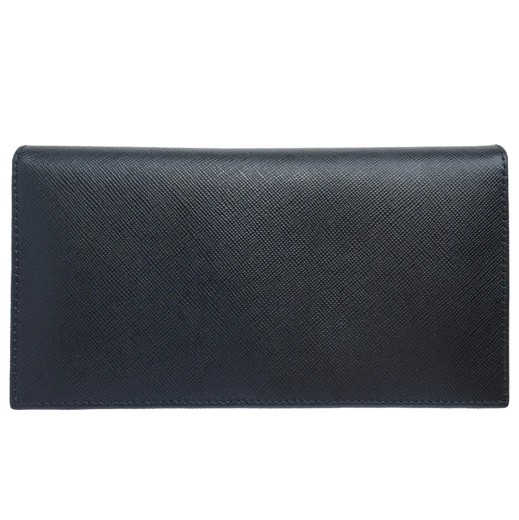 16 Credit Cards Saffiano Long Envelope Wallet Black