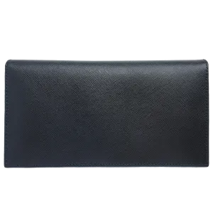 16 Credit Cards Saffiano Long Envelope Wallet Black