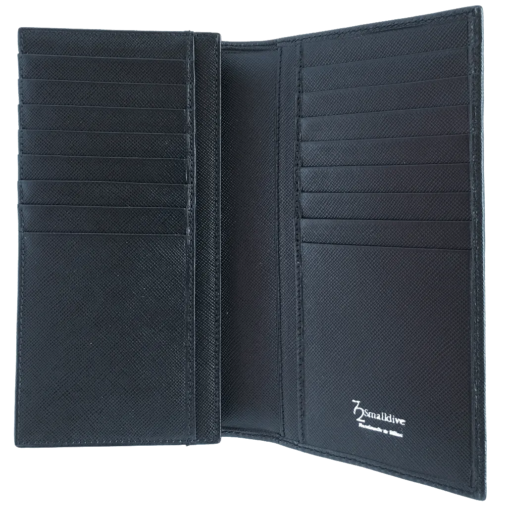 16 Credit Cards Saffiano Long Envelope Wallet Black