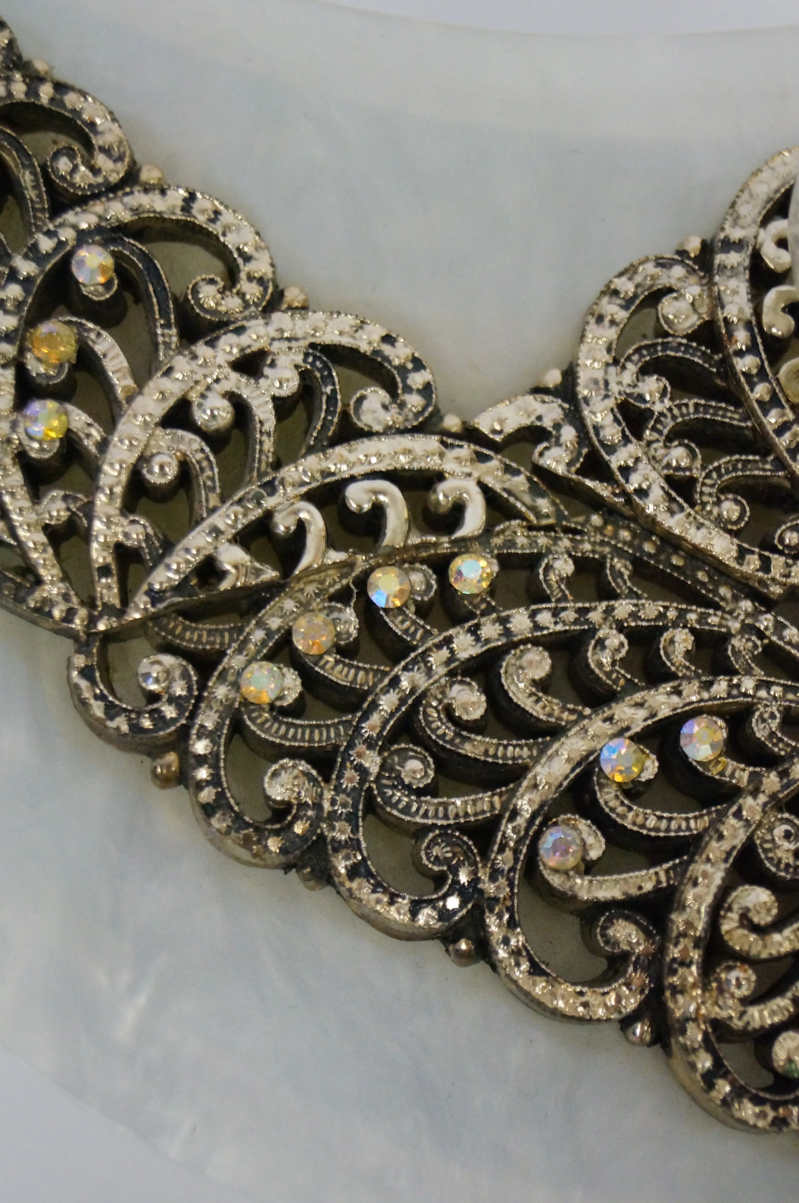 1950s Wilardy Pearlescent Half Moon Lucite Purse