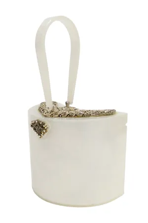 1950s Wilardy Pearlescent Half Moon Lucite Purse