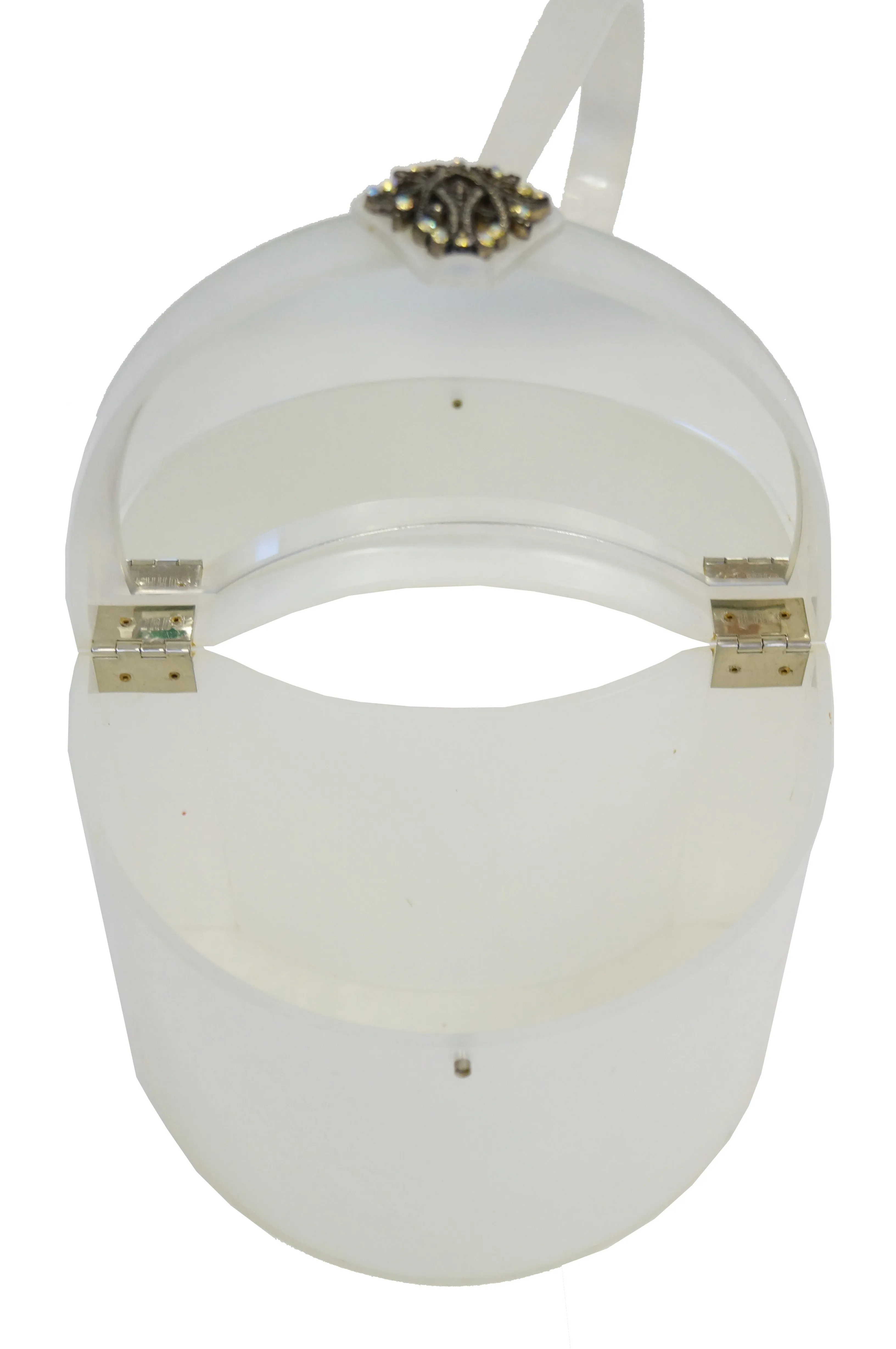 1950s Wilardy Pearlescent Half Moon Lucite Purse