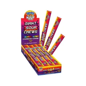 24pk TNT Strawberry Giant Sour Chew Bar 40g
