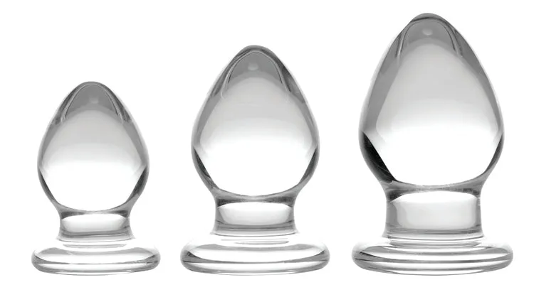 3 Piece Glass Anal Plug Kit