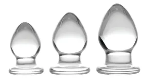 3 Piece Glass Anal Plug Kit