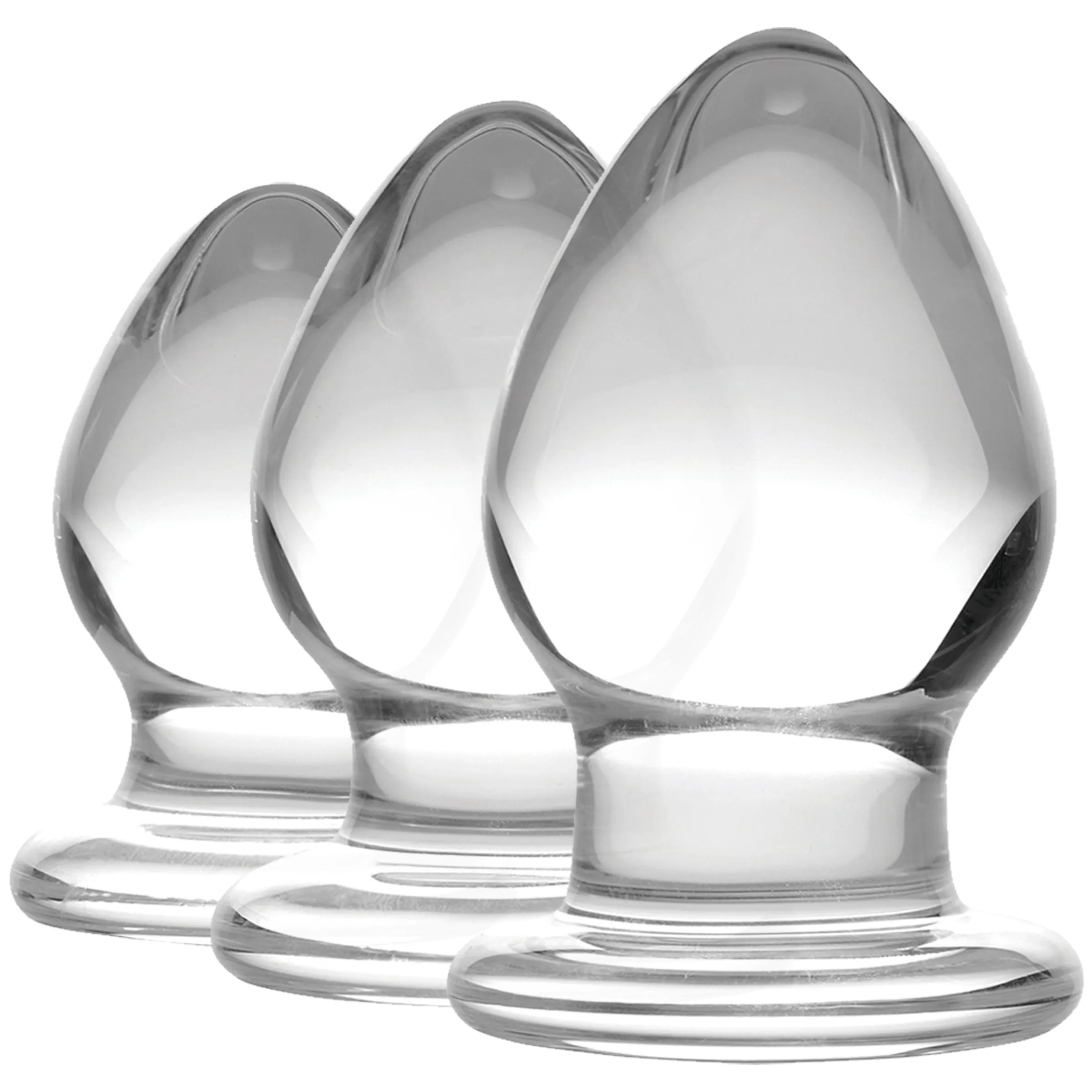 3 Piece Glass Anal Plug Kit