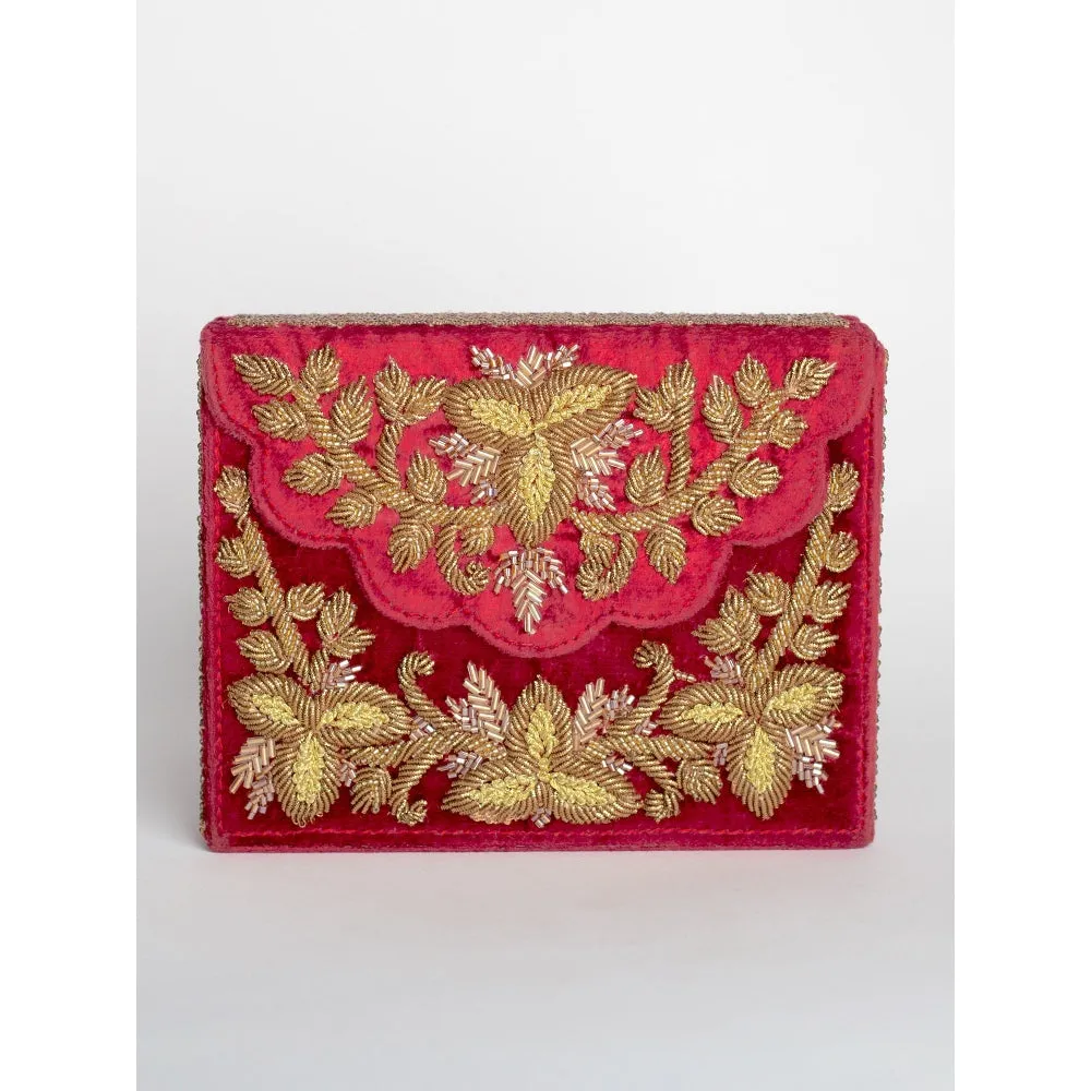 Adora By Ankita Maroon Zarin Scallop Bag