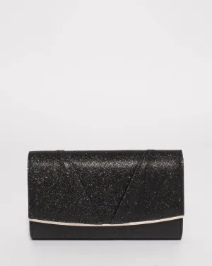 Black Marley Evening Clutch Bag With Silver Hardware