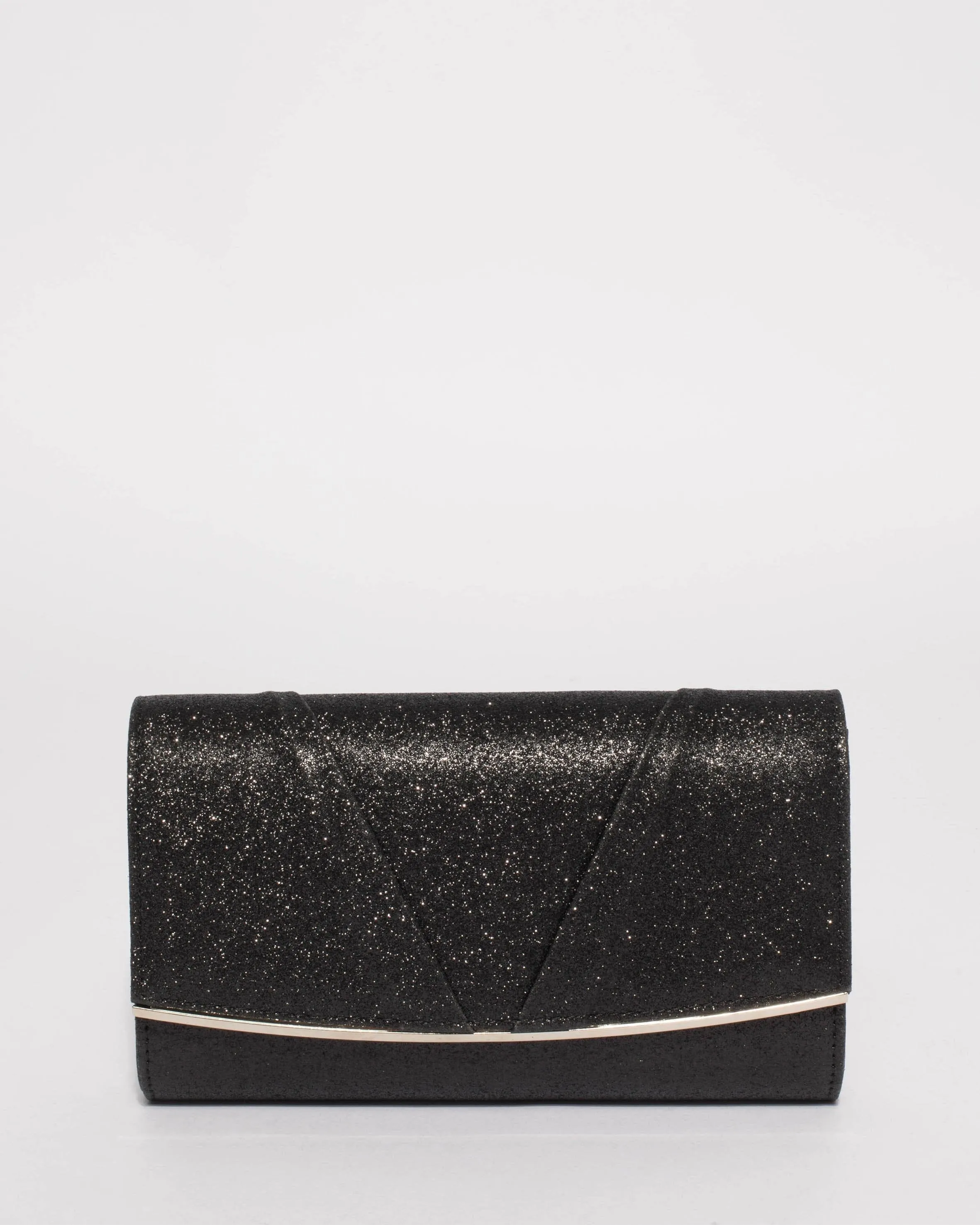 Black Marley Evening Clutch Bag With Silver Hardware