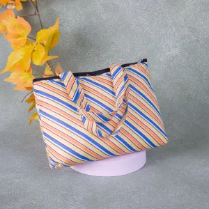 Bristlefront everyday handy bags Orange with Blue Line Design.