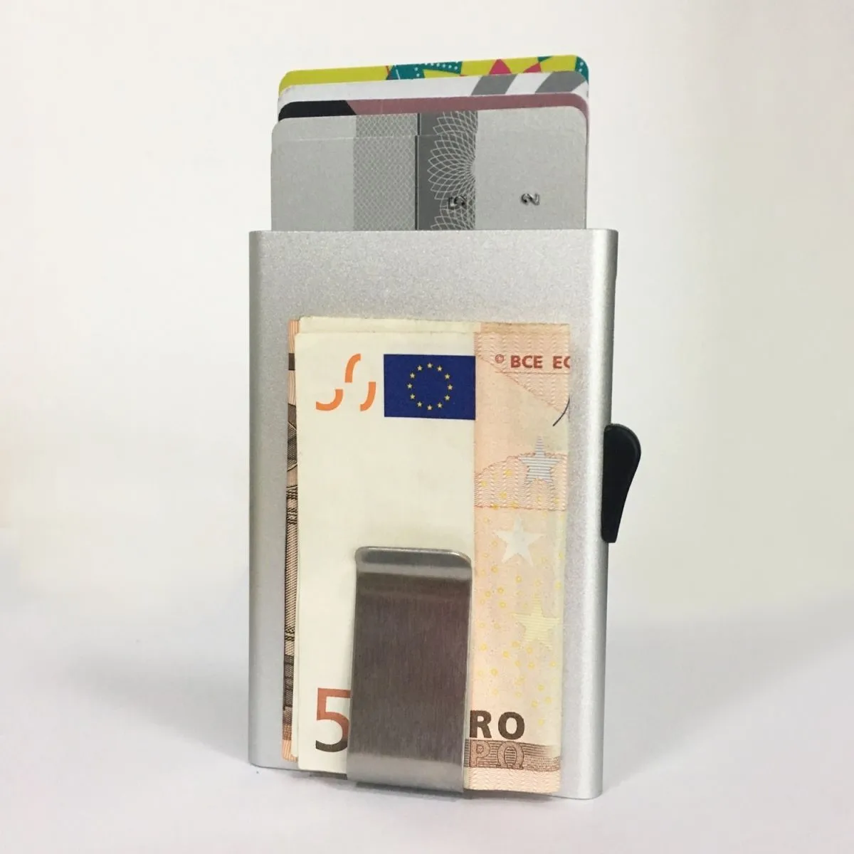 C-Secure Slim Aluminum Card Holder with Money Clip - Red