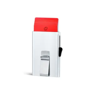 C-Secure Slim Aluminum Card Holder with Money Clip - Red
