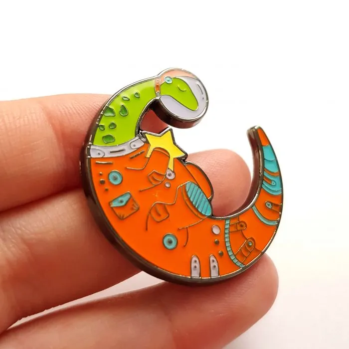 Dinomoon Enamel Pin