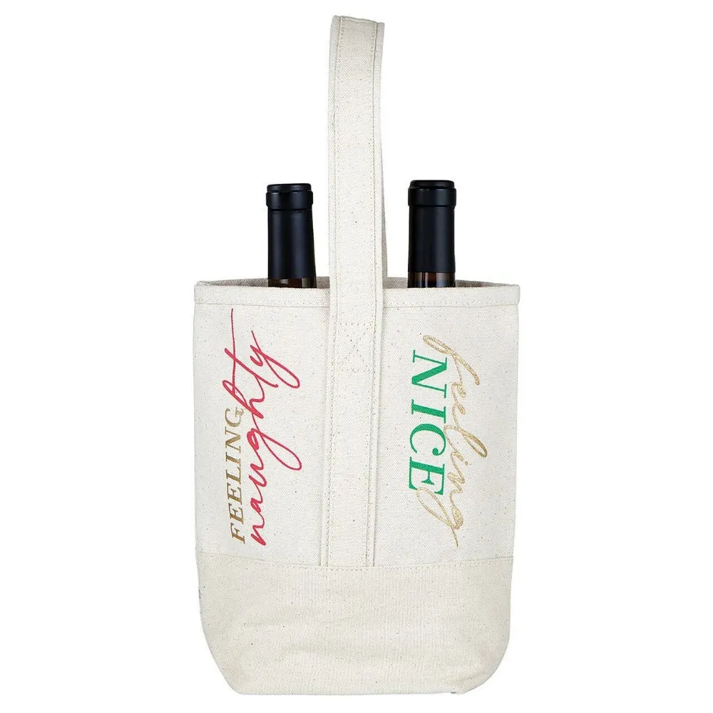 Double Bottle Wine Tote - Naughty Nice