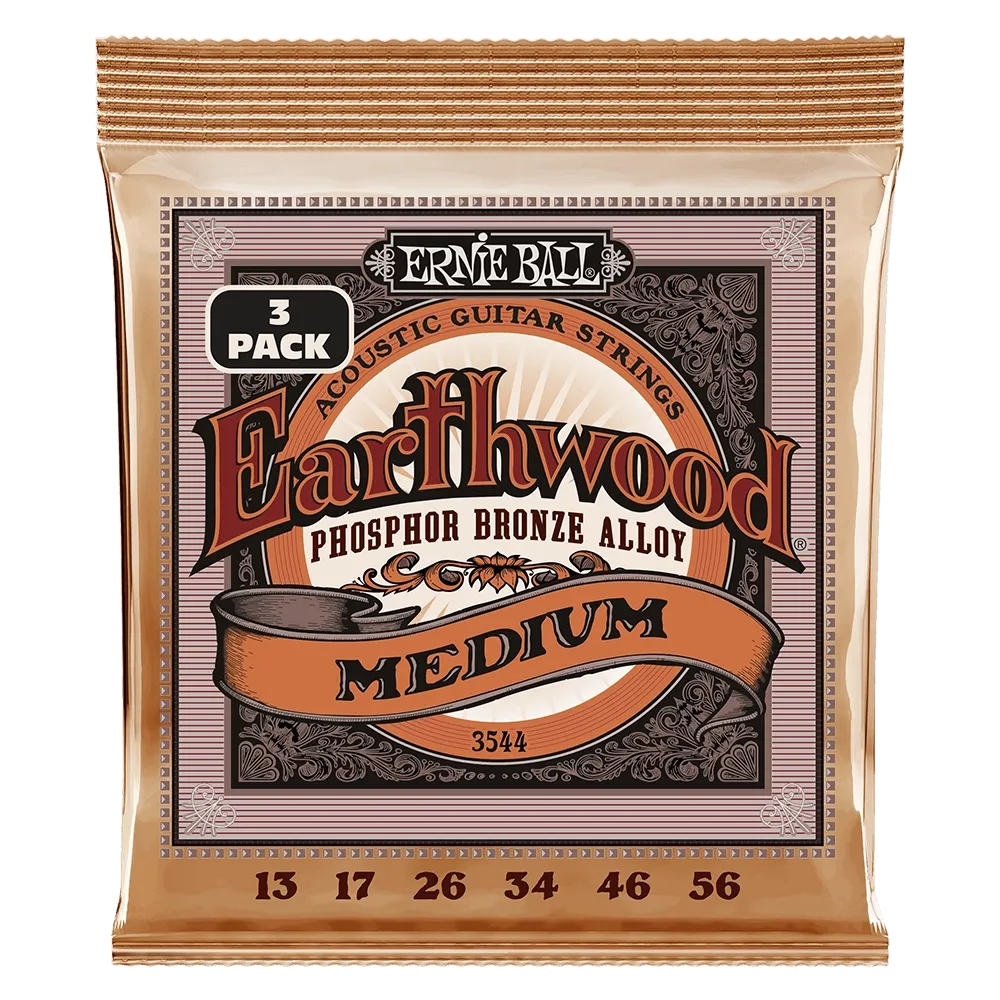 Ernie Ball 3544EB Medium Phosphor Bronze Acoustic Strings (3 Pack)