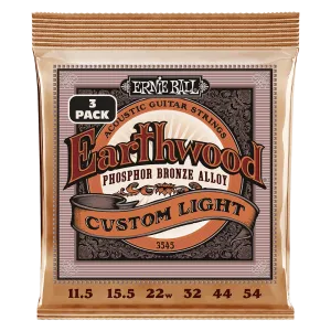Ernie Ball 3545EB Custom Light Phosphor Bronze Acoustic Strings (3 Pack)