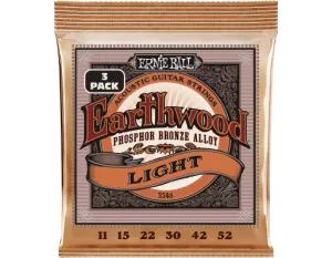 Ernie Ball 3548EB Earthwood Phosphor Bronze Acoustic Guitar Strings 11-52 3-Pack