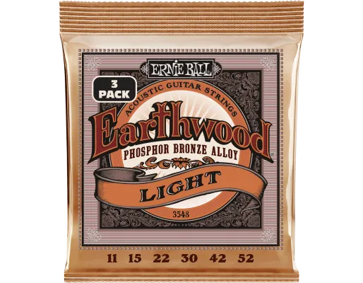 Ernie Ball 3548EB Earthwood Phosphor Bronze Acoustic Guitar Strings 11-52 3-Pack
