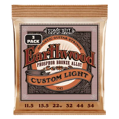 Ernie Ball Earthwood  Phosphor Bronze Custom Light 11.5 54 (3 Set Pack)