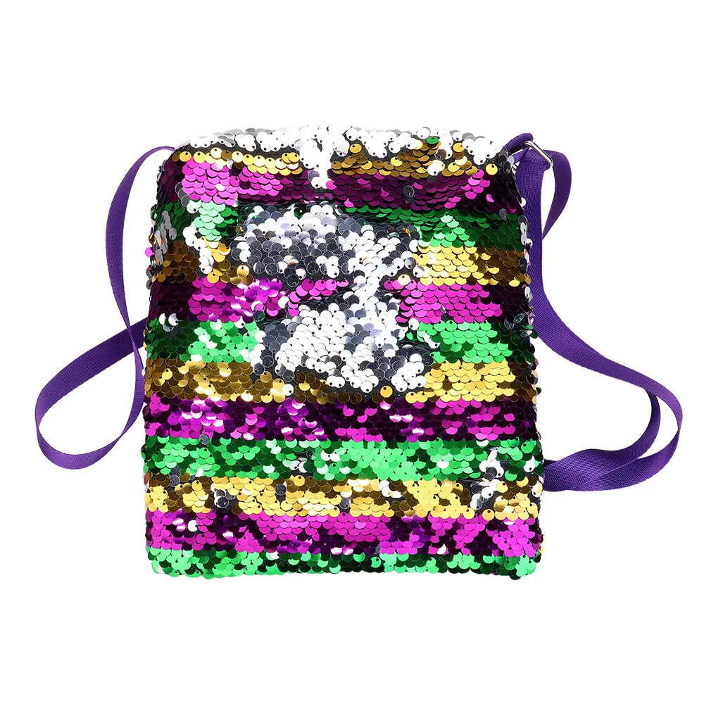 iLLASPARKZ Mardi Gras Sequin Stripe Rectangle Crossbody Bag