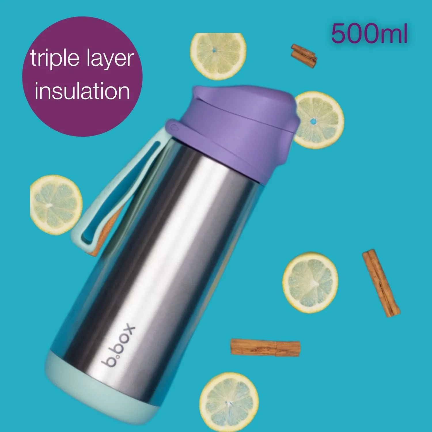 Insulated Sport Spout Drink Water Bottle 500ml Purple