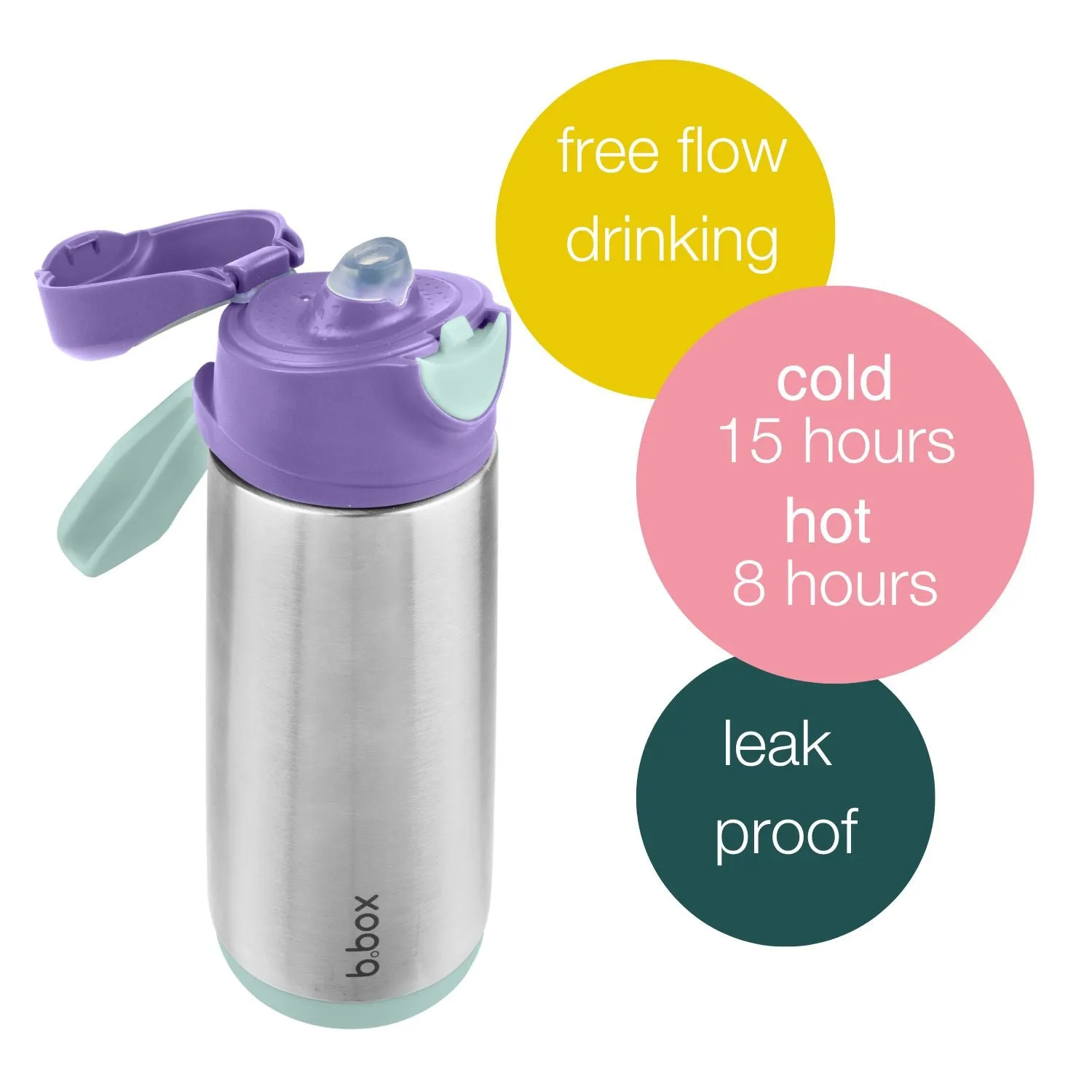 Insulated Sport Spout Drink Water Bottle 500ml Purple