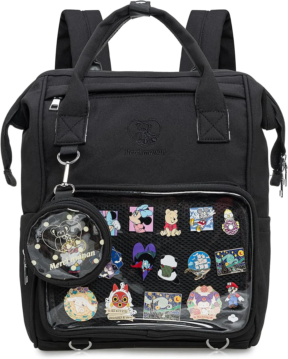 Kawaii Pin Collector Bag Ita Bag Pins Display Backpack JK with Inserts for Anime Cosplay Casual Daypacks