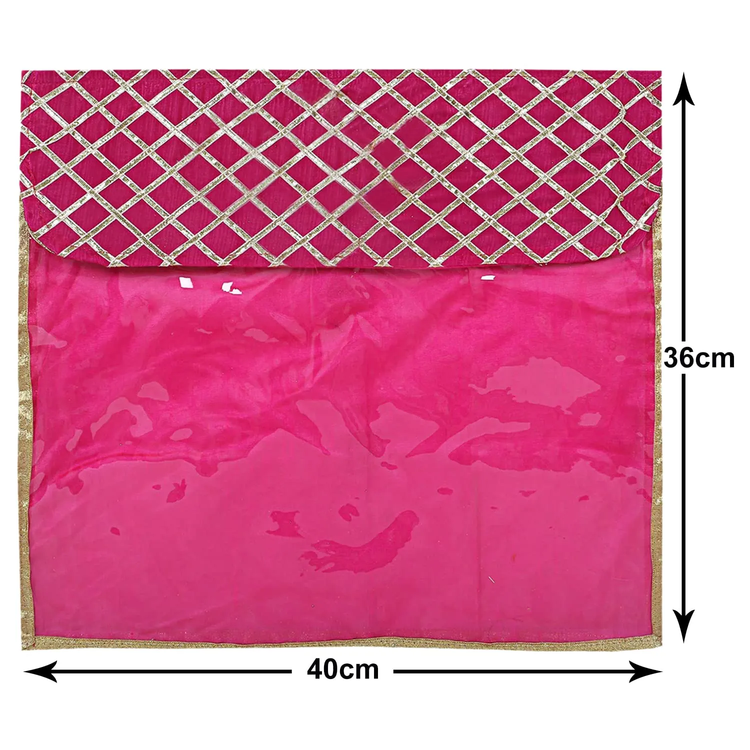 Kuber Industries Seamless lattice Design Satin Single Saree Cover With Transparent Top- Pack of 4 (Pink)-50KM01344