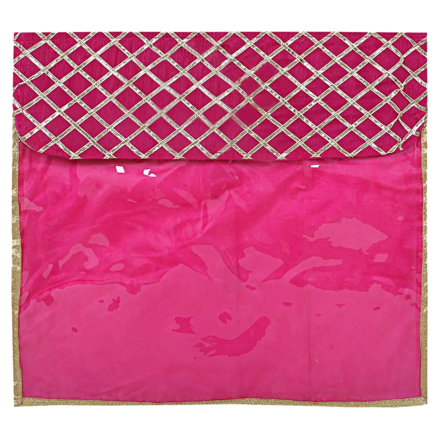 Kuber Industries Seamless lattice Design Satin Single Saree Cover With Transparent Top- Pack of 4 (Pink)-50KM01344