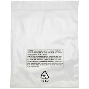 Lip & Tape Self Sealing Suffocation Warning Bags (Vented) 9 x 12 x 1.5 mil