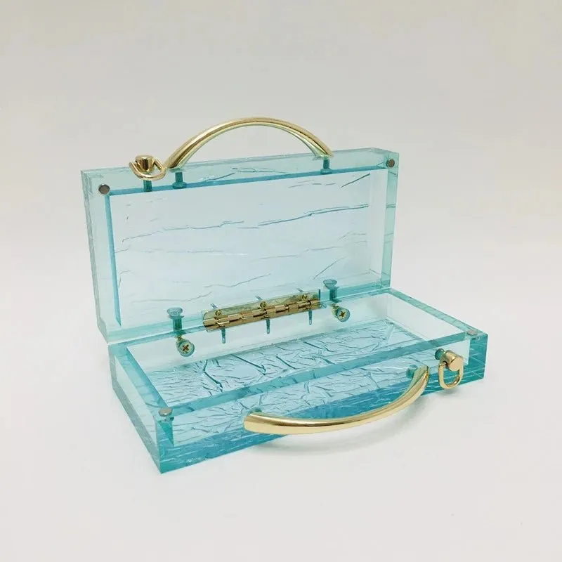Luxy Moon Transparent Acrylic Women Lake Blue Summer Evening Wedding Party Clutch Purse Handbag