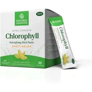 Natures Sunshine Extra Strength Chlorophyll Stick Packs – Sweet Melon (30 to-go packs)