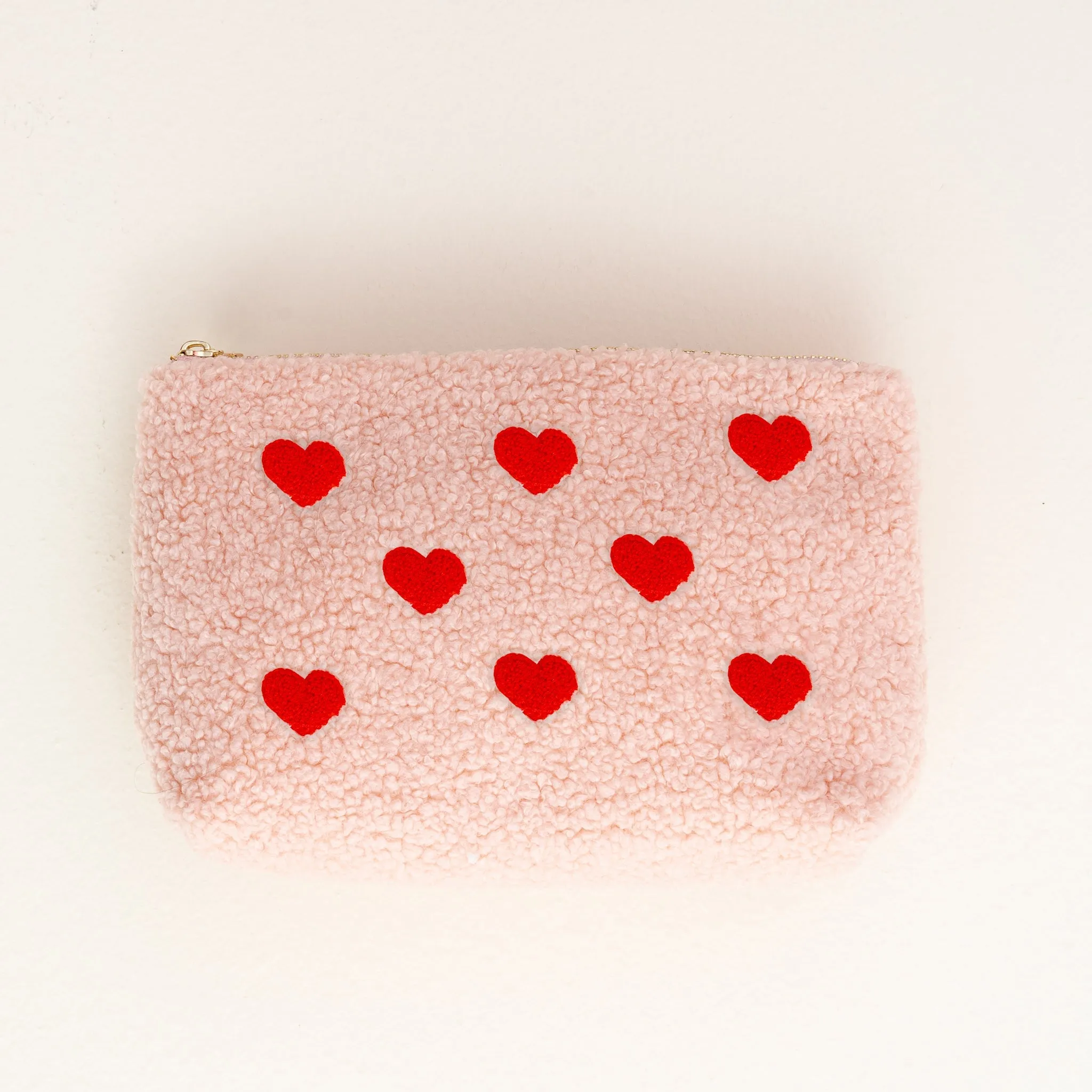 Pink Hearts Teddy Pouch