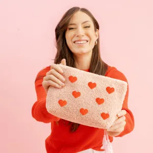 Pink Hearts Teddy Pouch