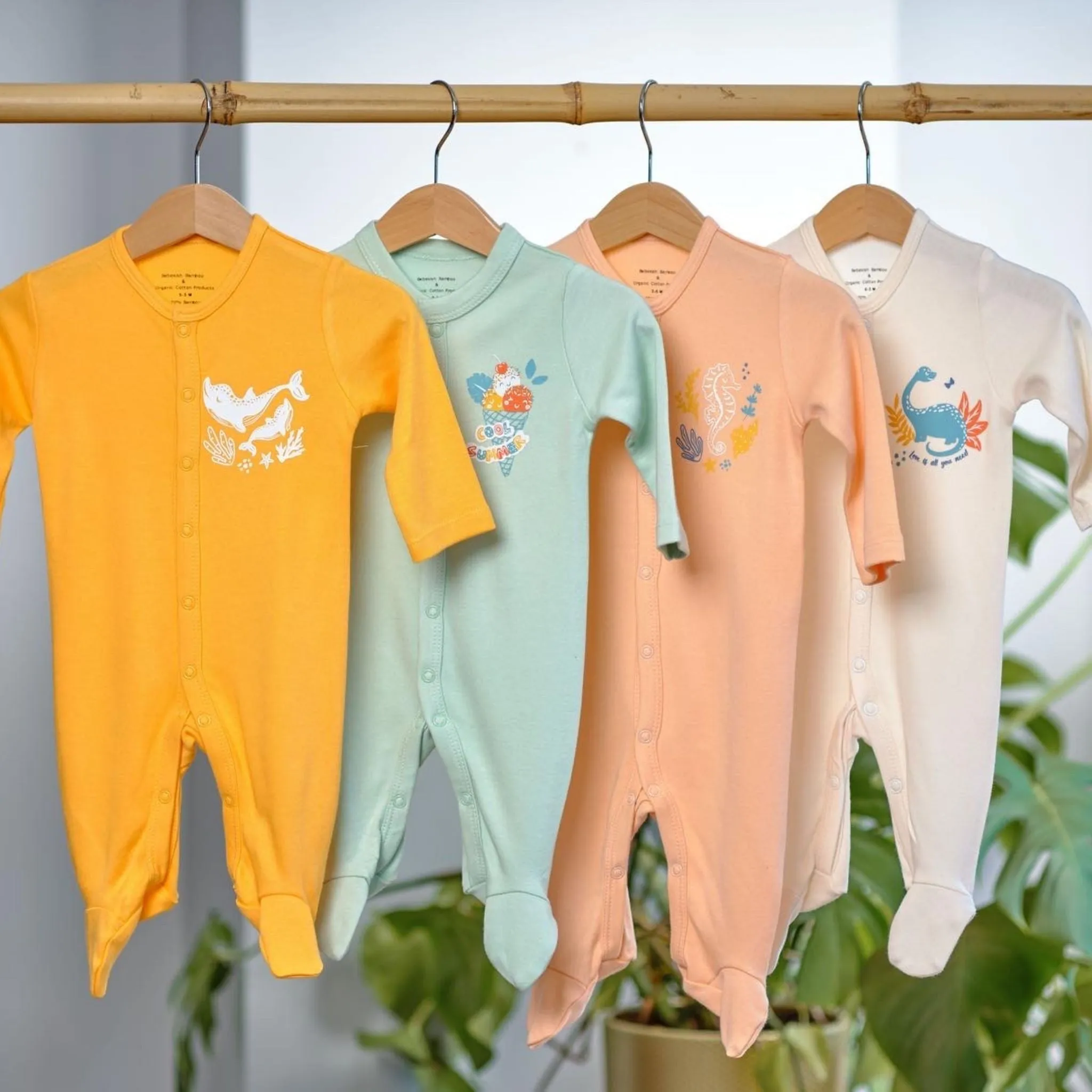 Seahorse Organic Baby Sleepsuit with Close Toe