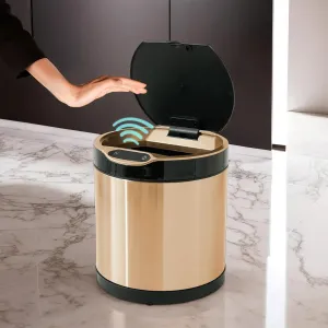 The Better Home 6L Dustbin For Kitchen | Dustbin For Bathroom | 27cm Automatic Smart Sensor Dustbin For Bedroom | Steel Dustbin With Lid | Dustbin For Office | Garbage Bin - Golden