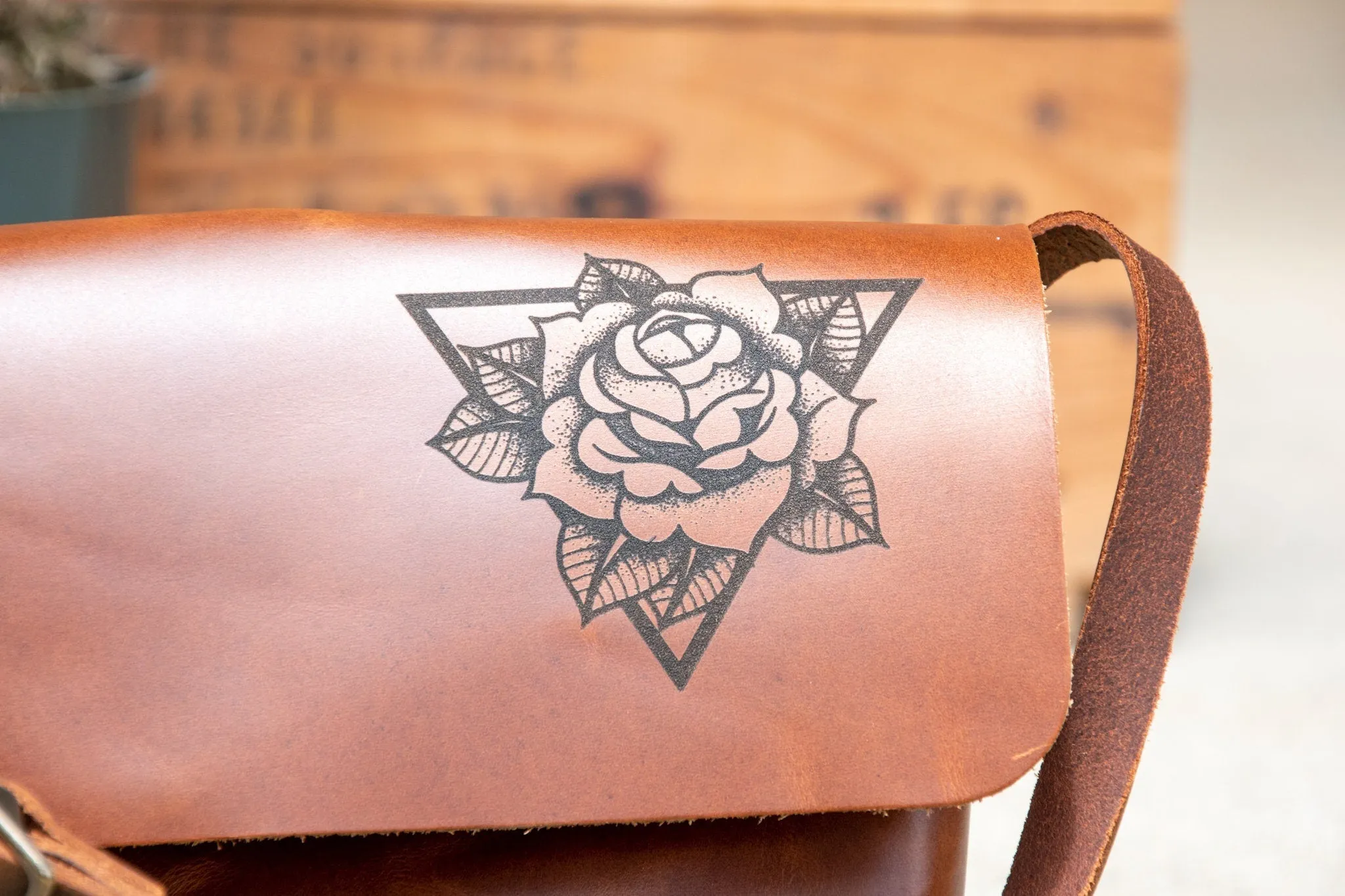 The Original Mini Satchel | Small Crossbody Bag | Leather Bag | Made in USA | Lasered Bag with Image