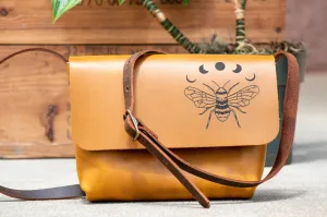 The Original Mini Satchel | Small Crossbody Bag | Leather Bag | Made in USA | Lasered Bag with Image
