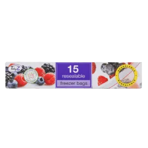 Tidyz Resealable Freezer Bags, 15 Pack