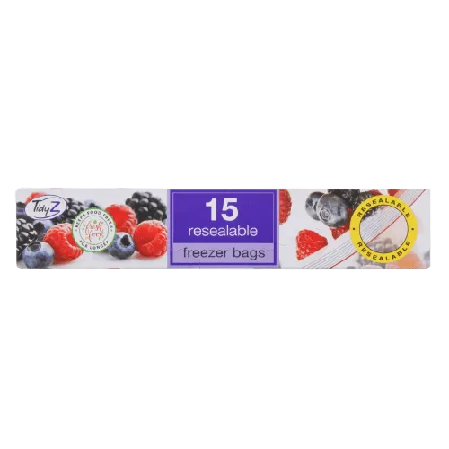 Tidyz Resealable Freezer Bags, 15 Pack