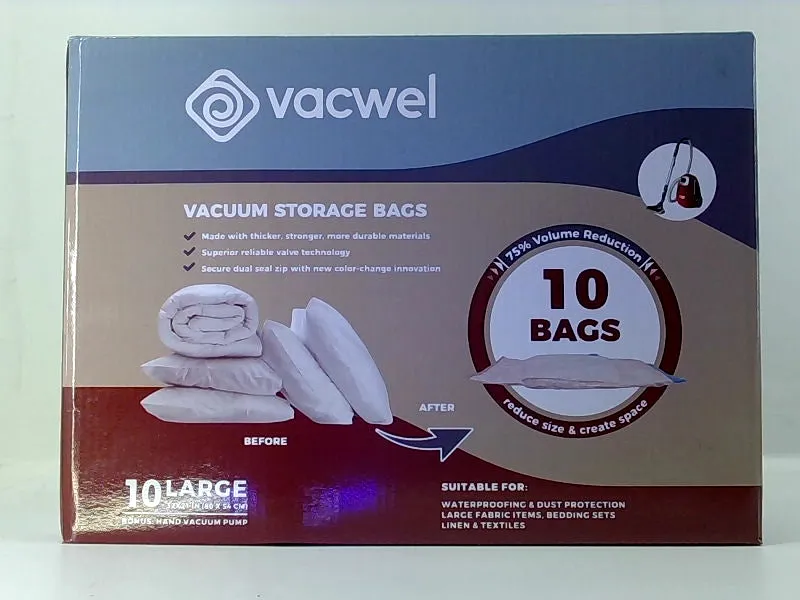 Vacwel Large Vacuum Storage Bags with Hand Pump - 10 Pack