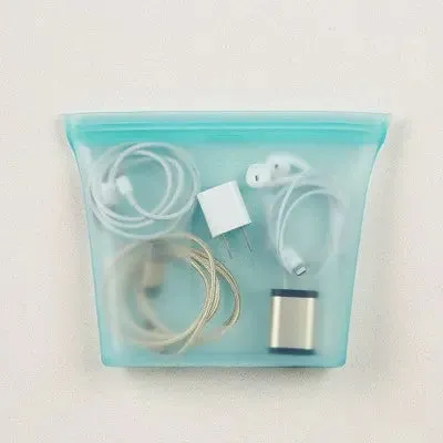 Zip Top Reusable 100% Platinum Silicone Container 3 Bag Set (2 sandwich/1 snack) - Teal
